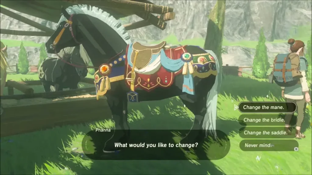 Phanna asking which part of the horse to change: mane, bridle or saddle Phanna asking which part of the horse to change: mane, bridle or saddle