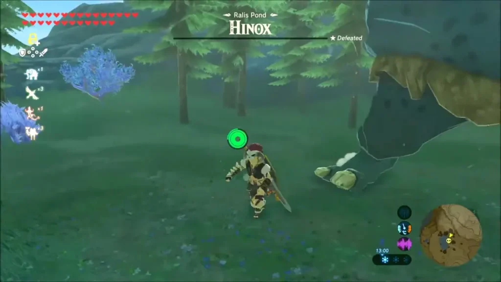 Ralis Pond Hinox title card beside blue flowers Ralis Pond Hinox title card beside blue flowers