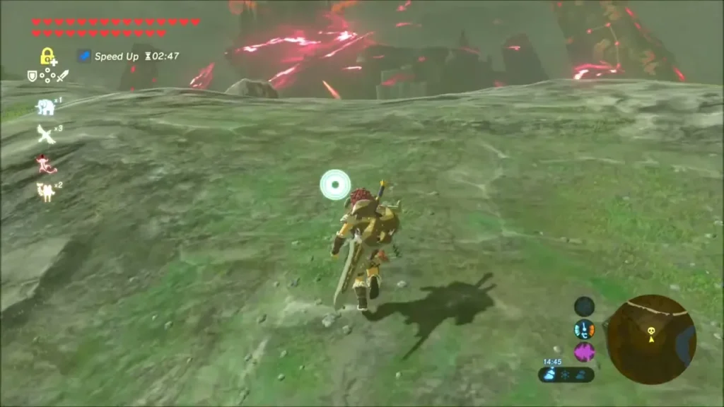 Link running up the rocky ridge west of Hyrule Castle Link running up the rocky ridge west of Hyrule Castle