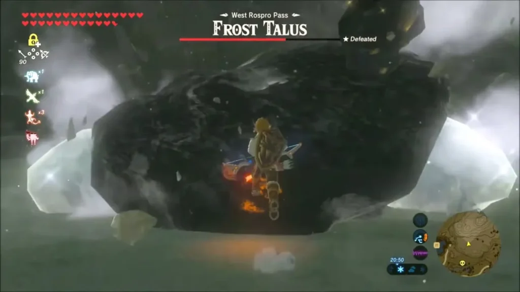Link climbing the dark rock body of the Frost Talus Link climbing the dark rock body of the Frost Talus