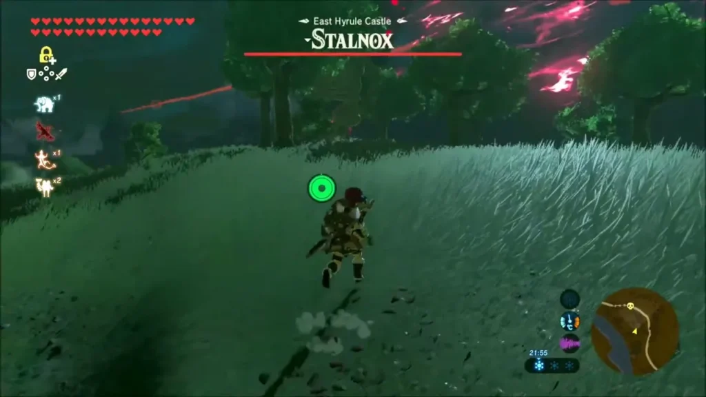 Stalnox title card as Link runs up the grassy hill Stalnox title card as Link runs up the grassy hill