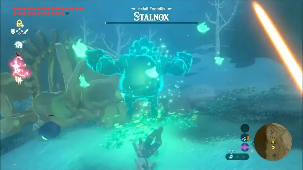 Stalnox collapsed with its glowing eye exposed Stalnox collapsed with its glowing eye exposed