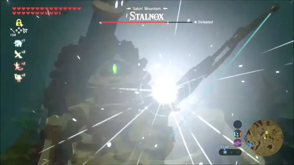 Bright flash as an arrow strikes the glowing eye of the Stalnox Bright flash as an arrow strikes the glowing eye of the Stalnox