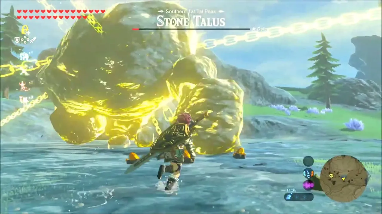 Stone Talus glowing with chains as Link attacks Stone Talus glowing with chains as Link attacks
