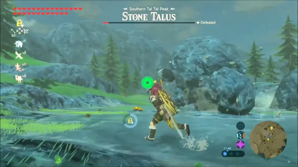 Link running past the collapsing Stone Talus rocks Link running past the collapsing Stone Talus rocks