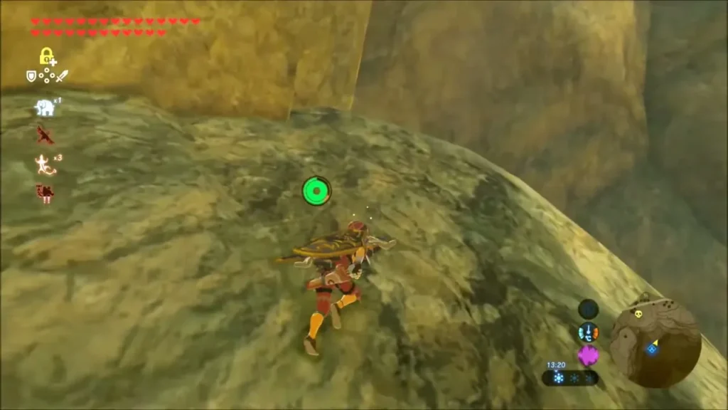 Link climbing the rocky cliffs toward the Tabantha Hills Link climbing the rocky cliffs toward the Tabantha Hills