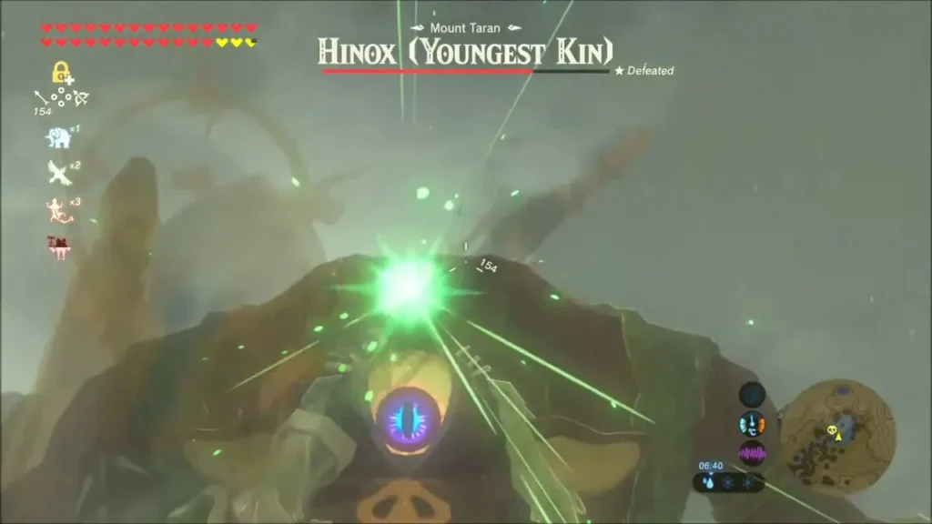 An arrow hitting the eye of the Youngest Kin Hinox An arrow hitting the eye of the Youngest Kin Hinox