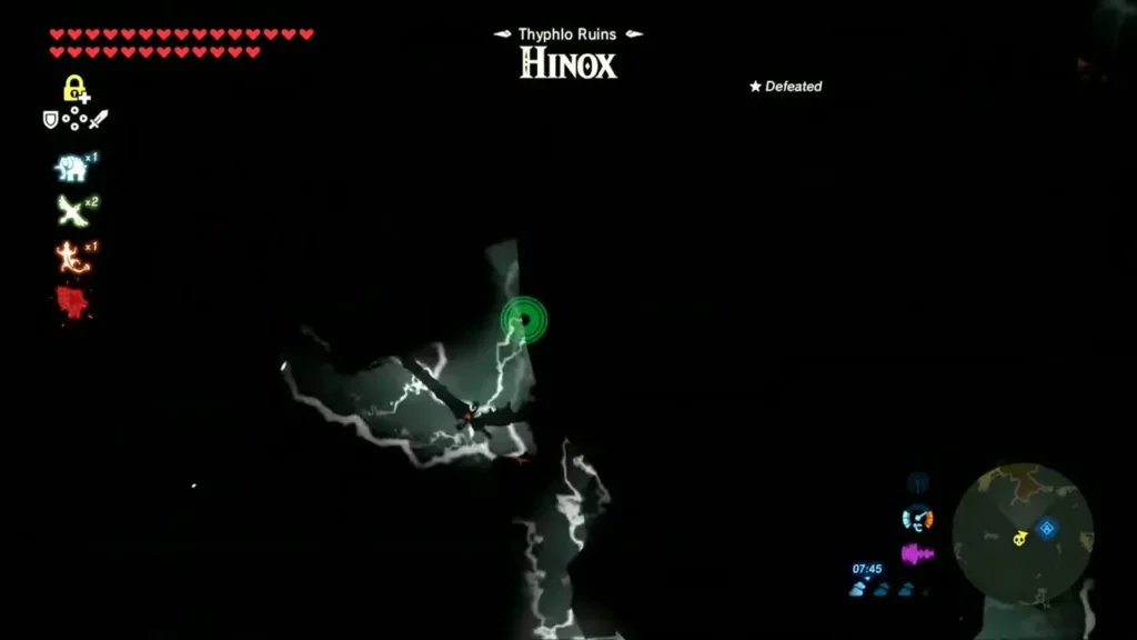 Hinox defeated card at Thyphlo Ruins in the dark Hinox defeated card at Thyphlo Ruins in the dark
