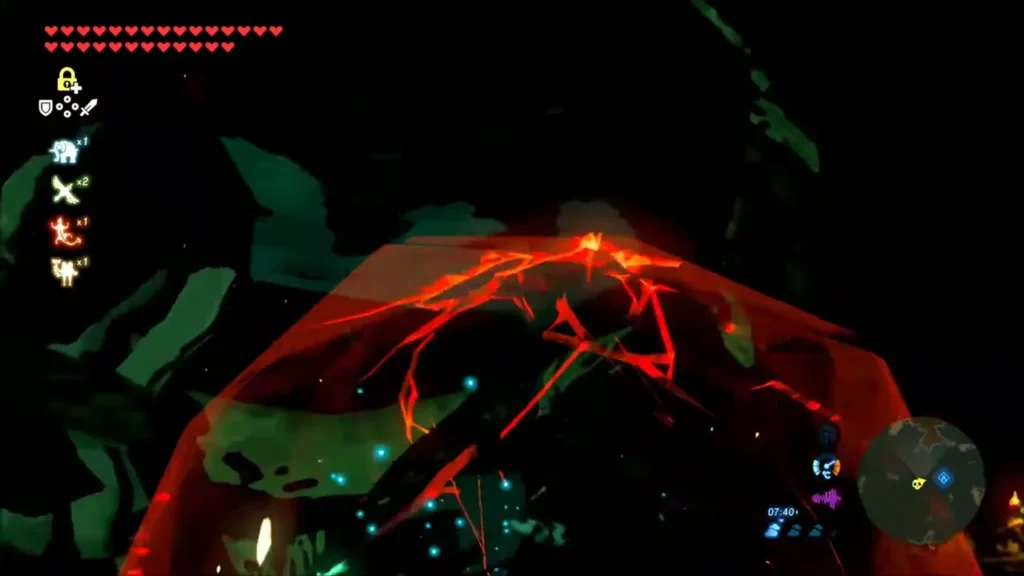Dark ruins with a Hinox being fought in the Thyphlo Ruins Dark ruins with a Hinox being fought in the Thyphlo Ruins