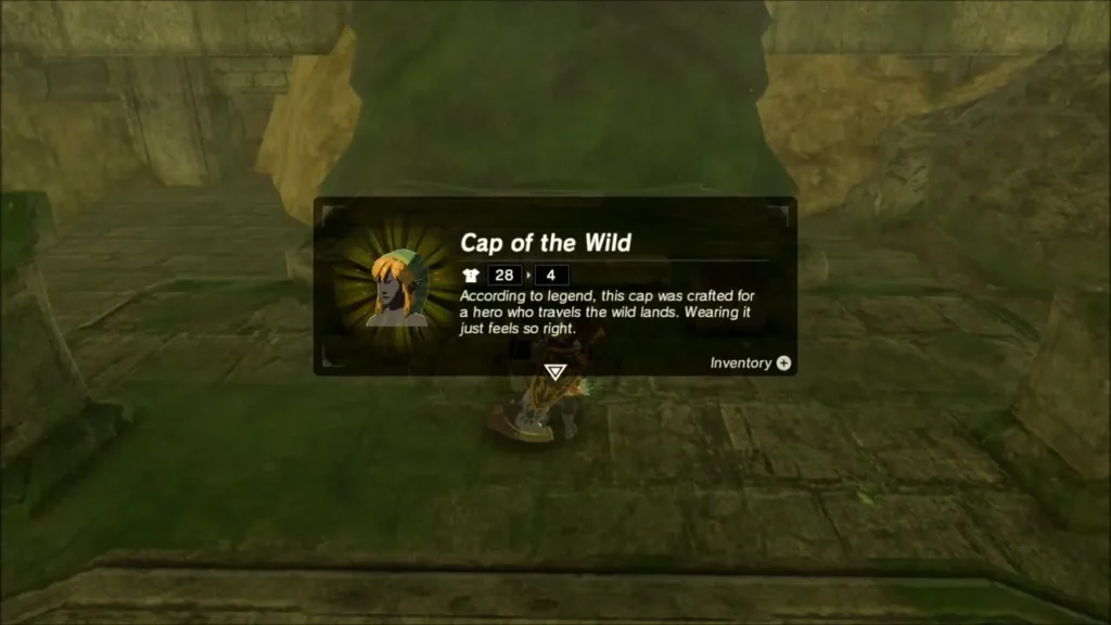 Link receiving the Cap of the Wild in the Forgotten Temple Link receiving the Cap of the Wild in the Forgotten Temple