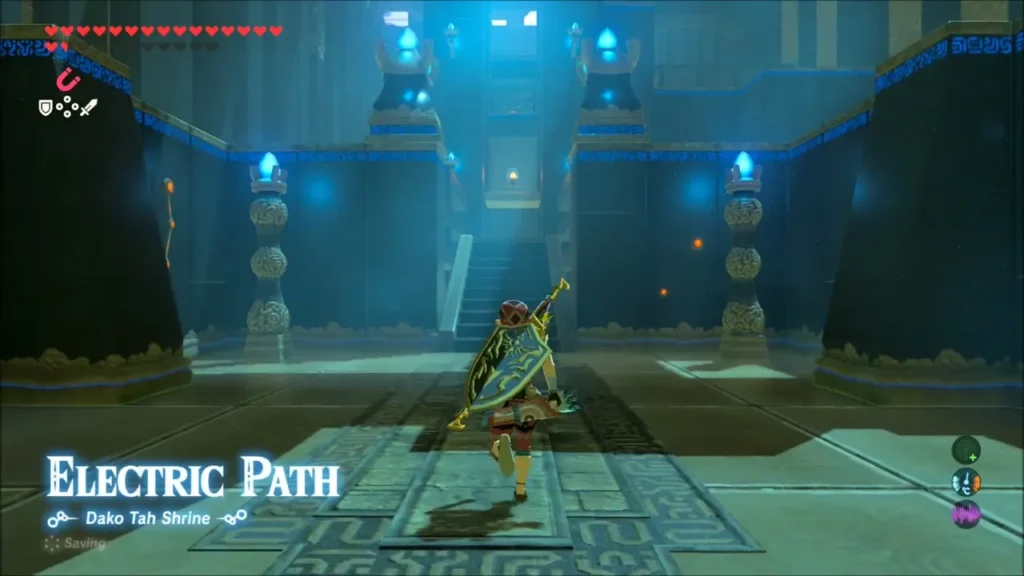Electric Path title card as Link enters Dako Tah Shrine Electric Path title card as Link enters Dako Tah Shrine