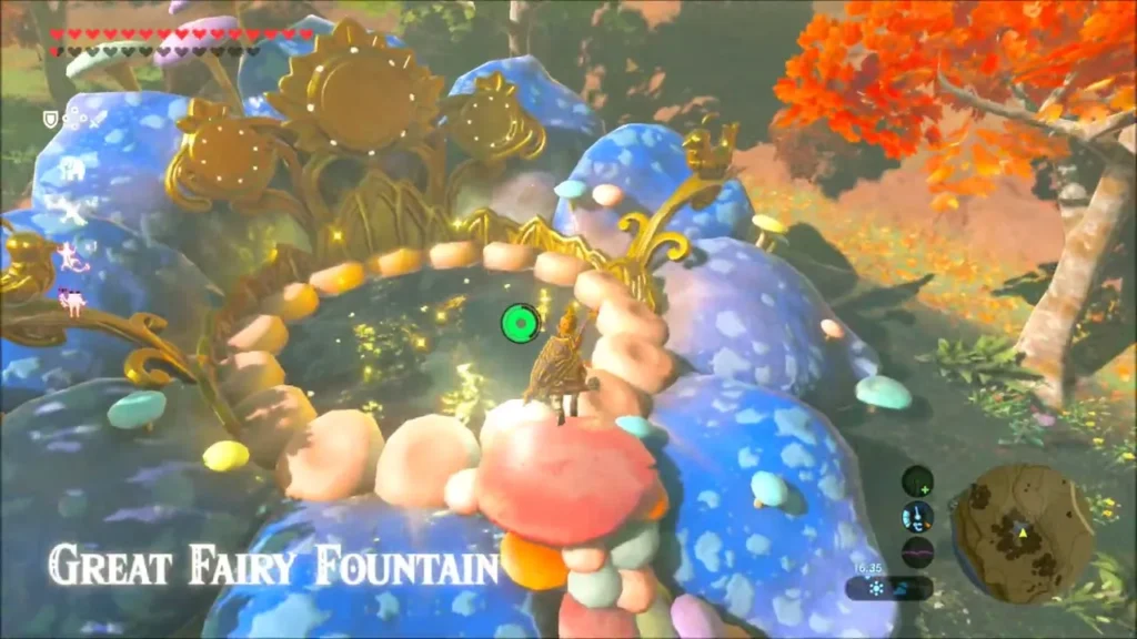 Great Fairy Fountain pool surrounded by autumn trees Great Fairy Fountain pool surrounded by autumn trees