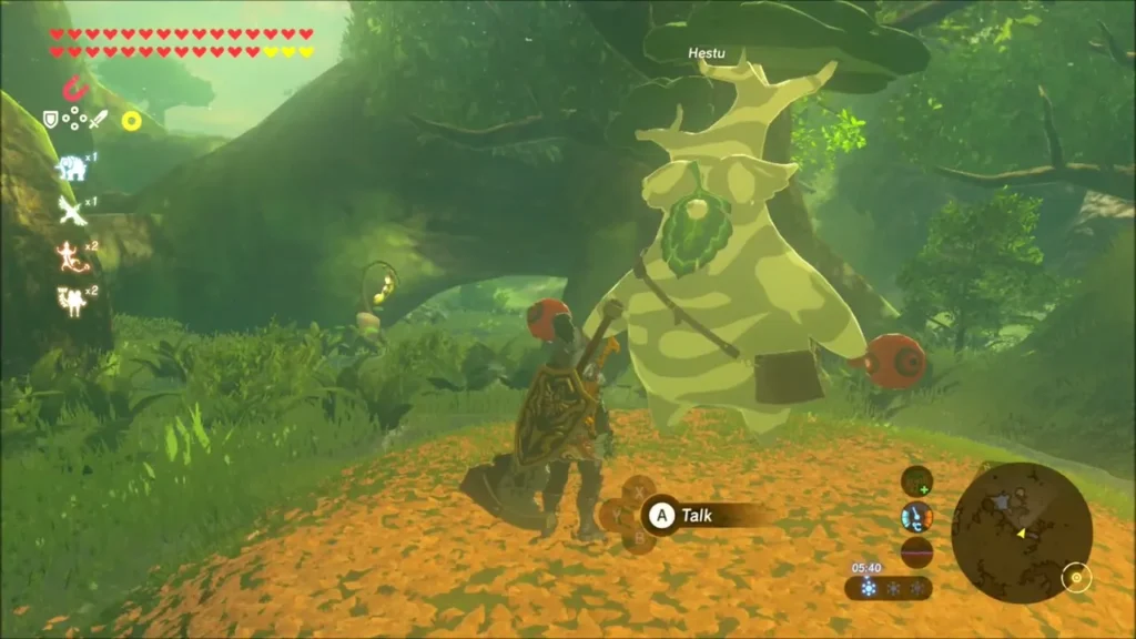 Link standing beside Hestu after receiving his gift Link standing beside Hestu after receiving his gift