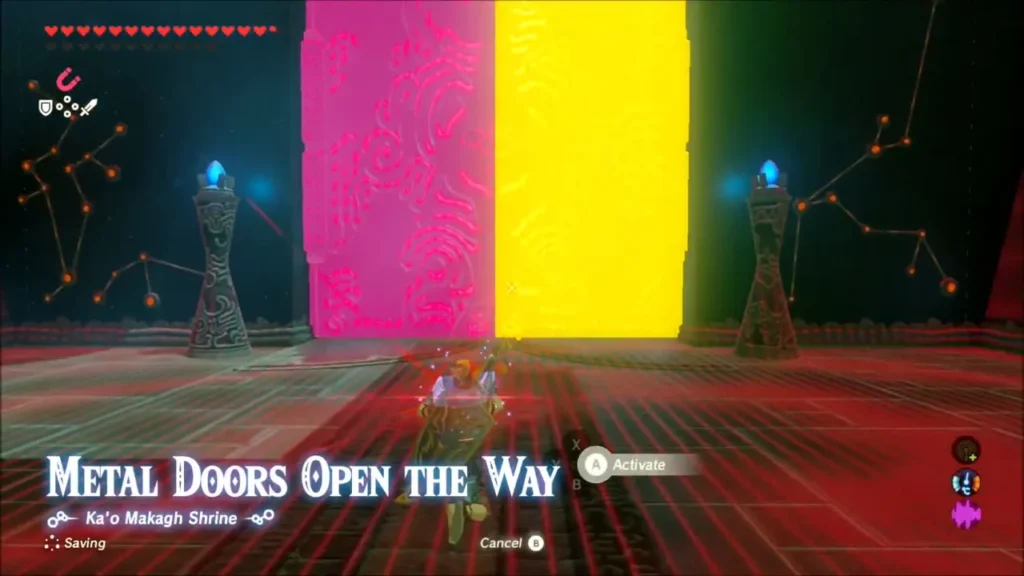 Metal Doors Open the Way title card inside Ka'o Makagh Shrine Metal Doors Open the Way title card inside Ka'o Makagh Shrine