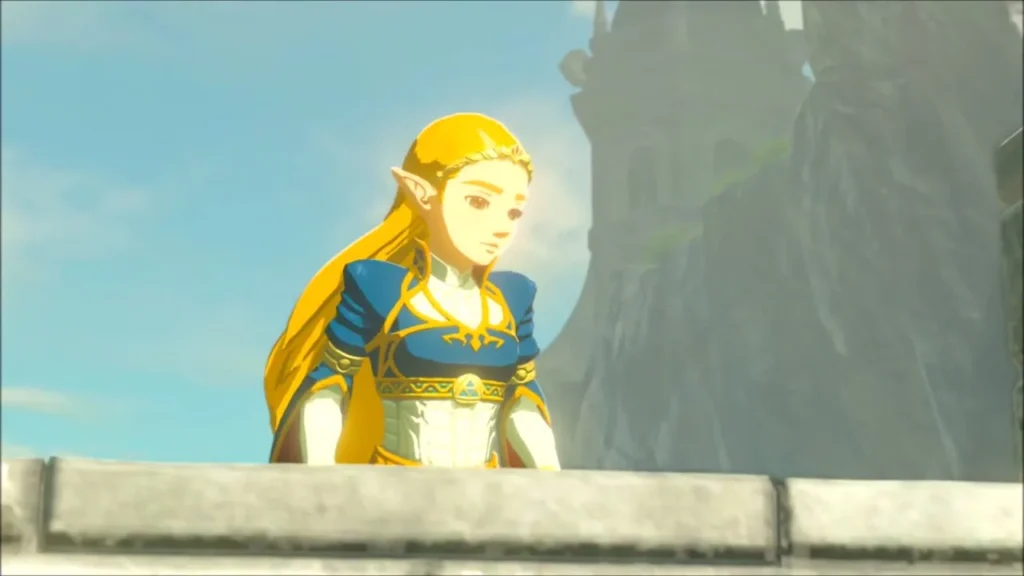 Zelda looking out over the castle wall in the recovered memory Zelda looking out over the castle wall in the recovered memory