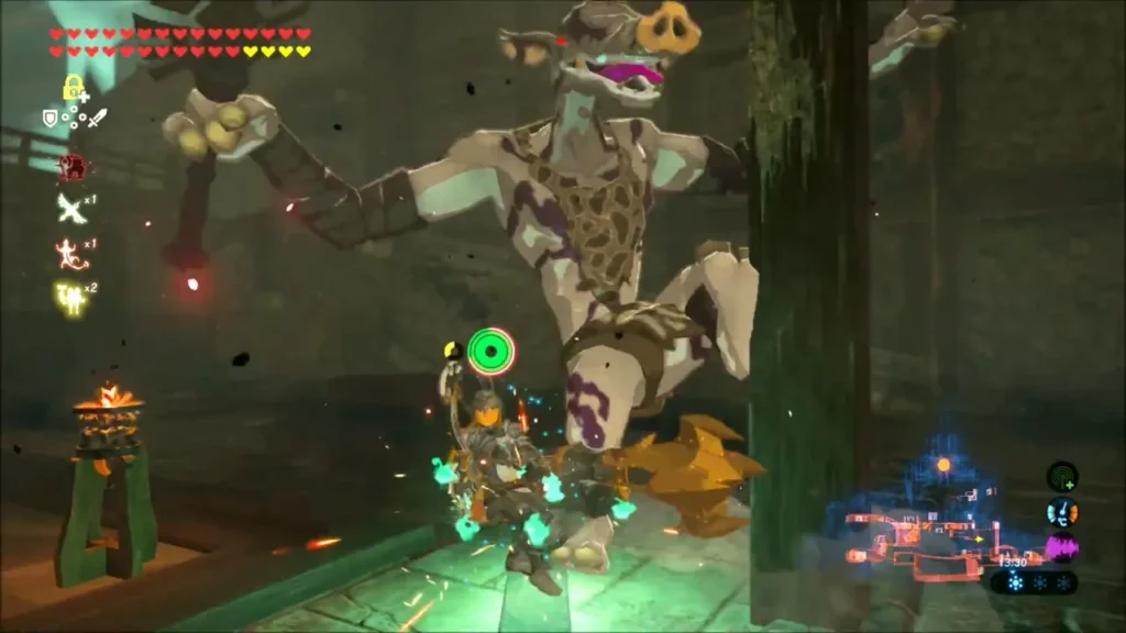 A Moblin leaping at Link inside the Guards' Chamber A Moblin leaping at Link inside the Guards' Chamber