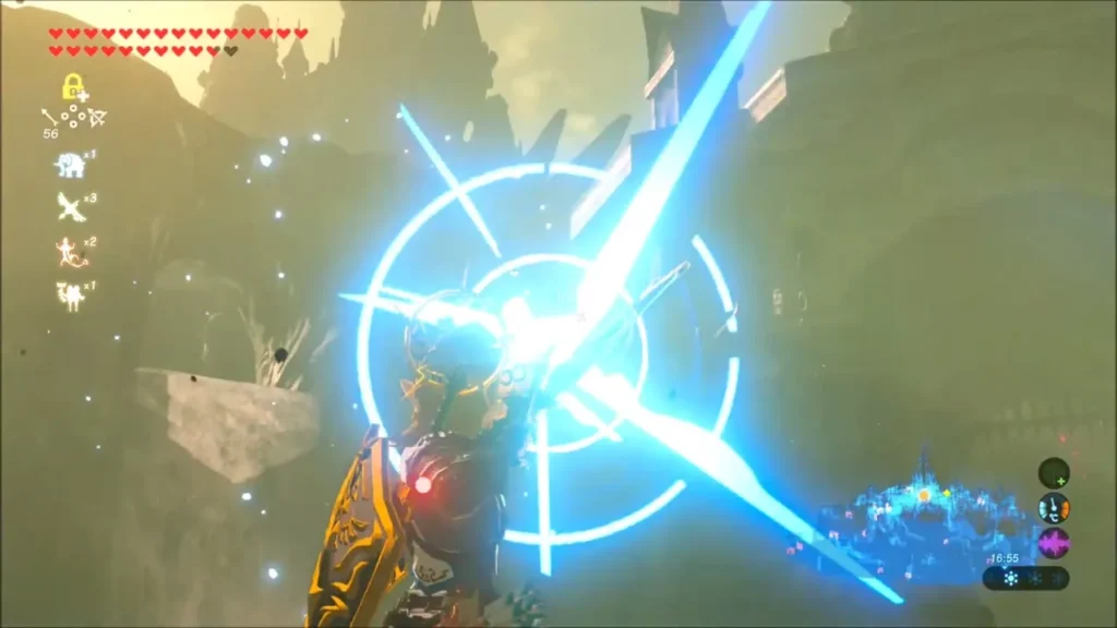 Link parrying a Guardian beam with his shield Link parrying a Guardian beam with his shield