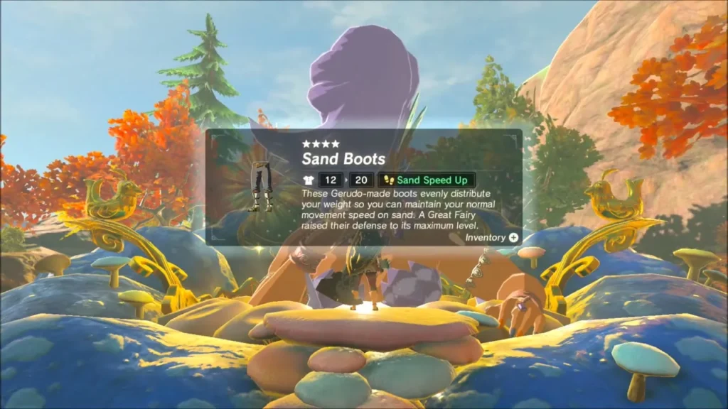 Sand Boots item box shown after Mija enhances them Sand Boots item box shown after Mija enhances them