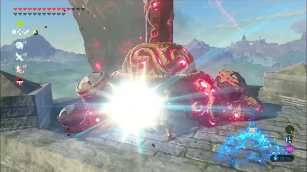 A Guardian Turret exploding on the castle rampart after a hit A Guardian Turret exploding on the castle rampart after a hit