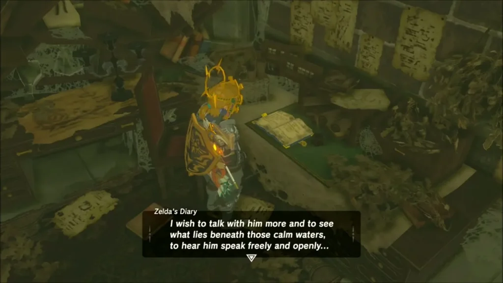 Zelda's Diary entry wishing to learn what lies beneath those calm waters Zelda's Diary entry wishing to learn what lies beneath those calm waters