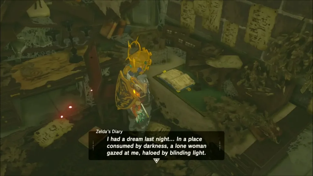 Zelda's Diary entry about a dream of a woman haloed by blinding light Zelda's Diary entry about a dream of a woman haloed by blinding light