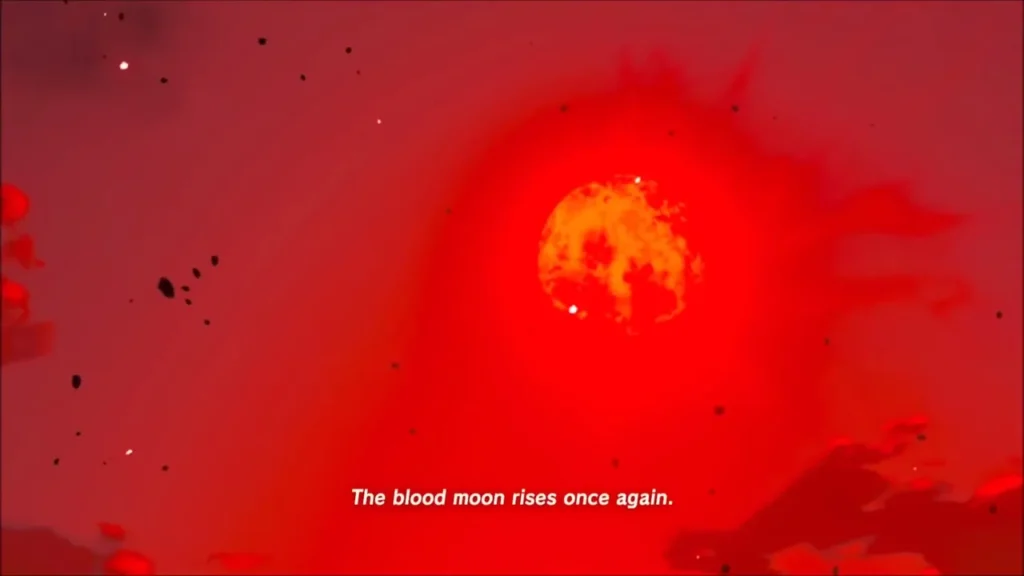 The red blood moon rising with the caption that it rises once again The red blood moon rising with the caption that it rises once again