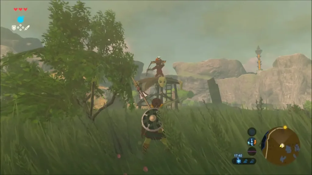 Bokoblin guard standing on a lookout tower at the camp Bokoblin guard standing on a lookout tower at the camp