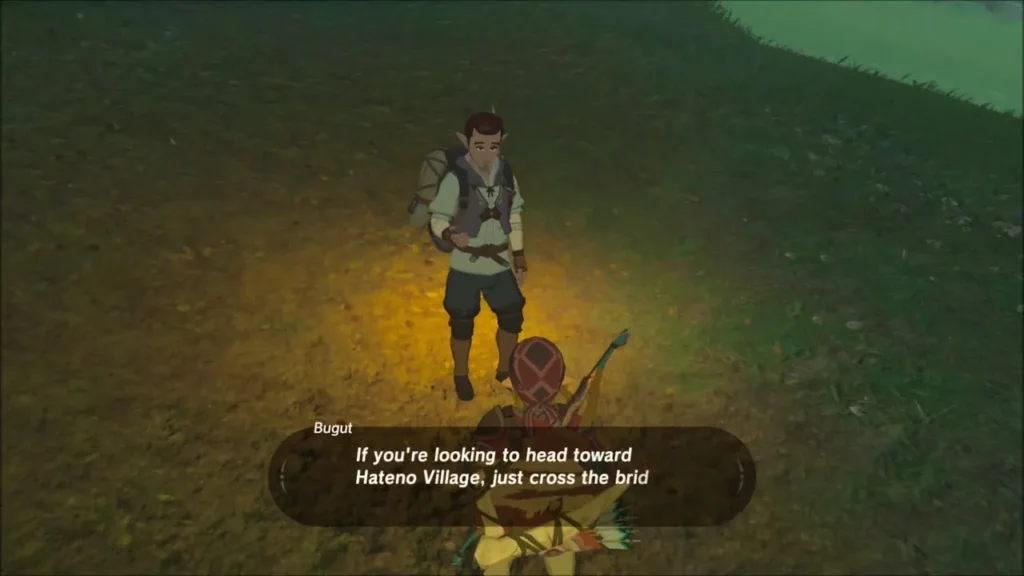Bugut the traveling merchant talking to Link beside the road at night Bugut the traveling merchant talking to Link beside the road at night
