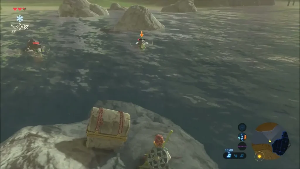 Chest on a rock outcrop in the water Chest on a rock outcrop in the water