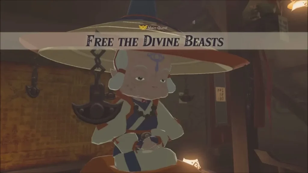 Free the Divine Beasts quest banner over Impa Free the Divine Beasts quest banner over Impa