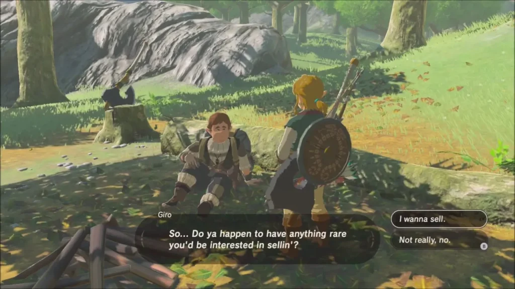 Giro asks whether Link wants to sell rare items Giro asks whether Link wants to sell rare items