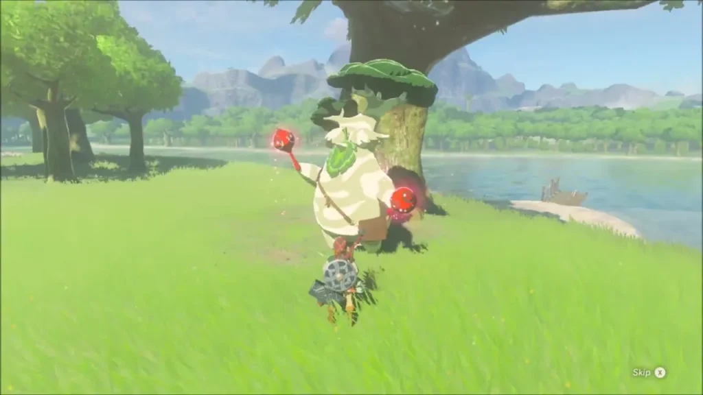 Link walking up to Hestu beside the lake shore Link walking up to Hestu beside the lake shore