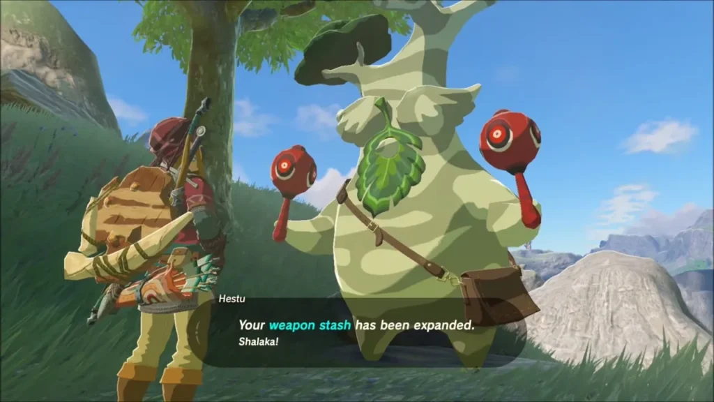 Hestu celebrating as Link's weapon stash is expanded Hestu celebrating as Link's weapon stash is expanded