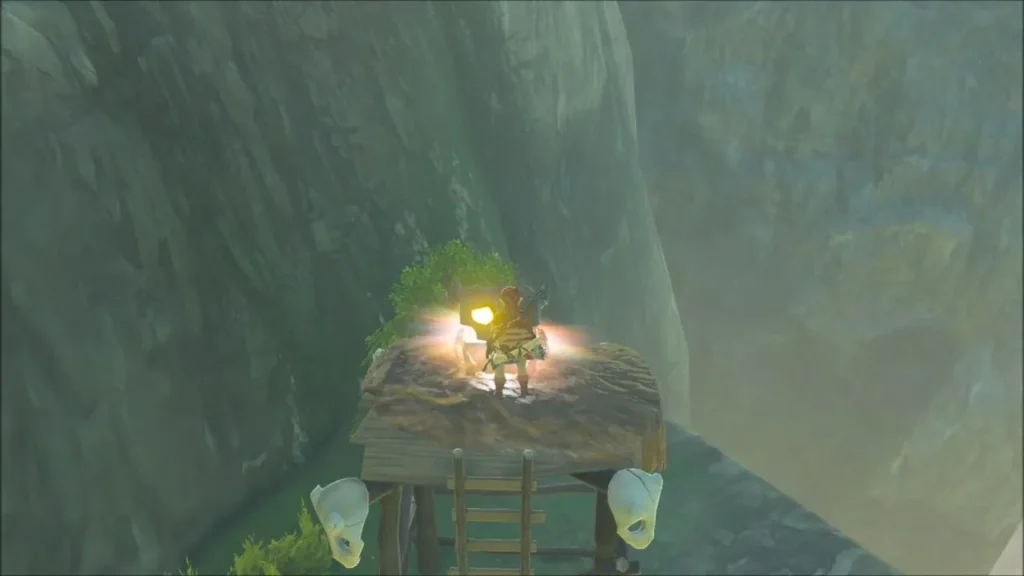 Link atop the Bokoblin lookout tower after clearing it Link atop the Bokoblin lookout tower after clearing it