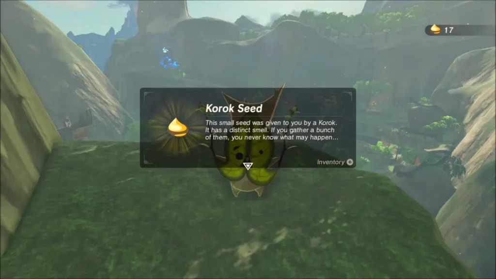 Korok Seed item box on the ledge above the village after lifting the rock Korok Seed item box on the ledge above the village after lifting the rock
