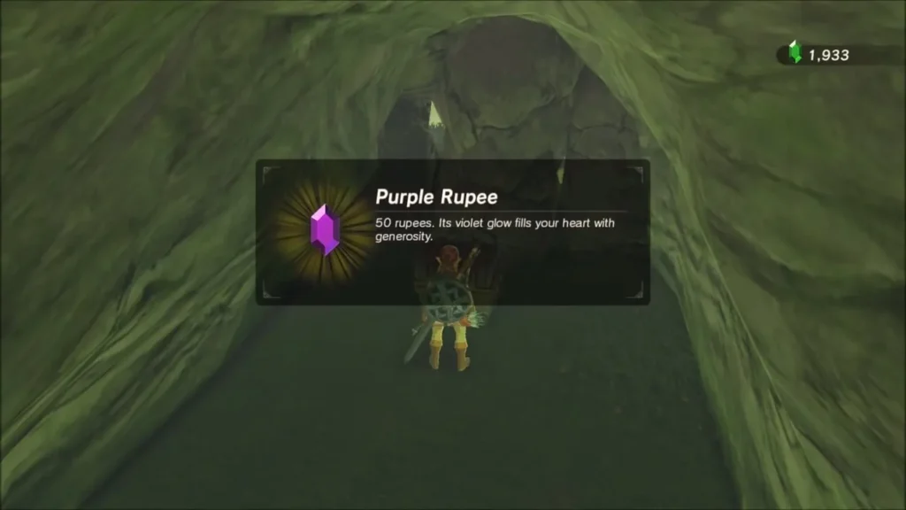 Purple Rupee item box inside the small cave Purple Rupee item box inside the small cave