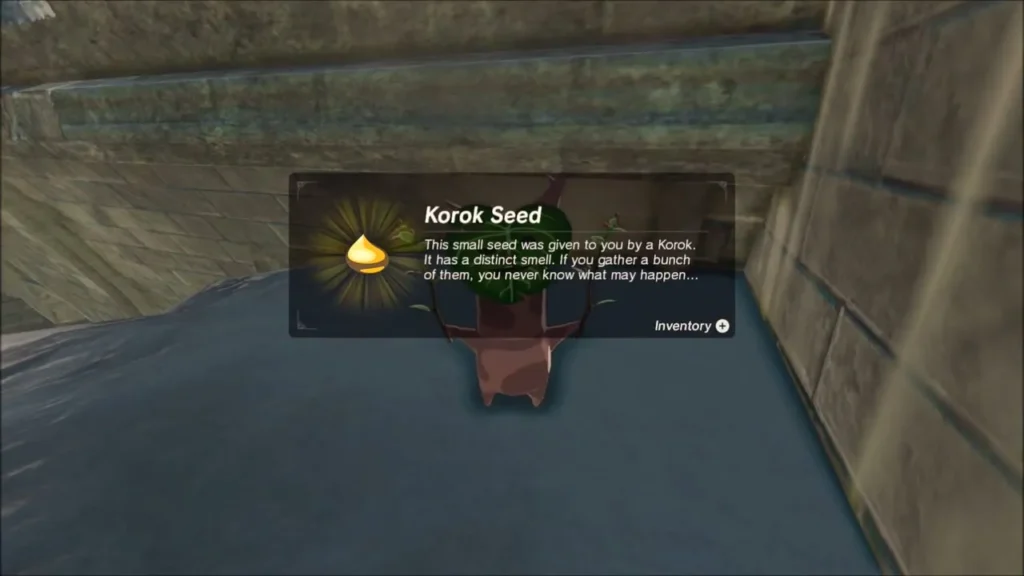 Korok Seed box over a Korok in the ruined stone wall Korok Seed box over a Korok in the ruined stone wall