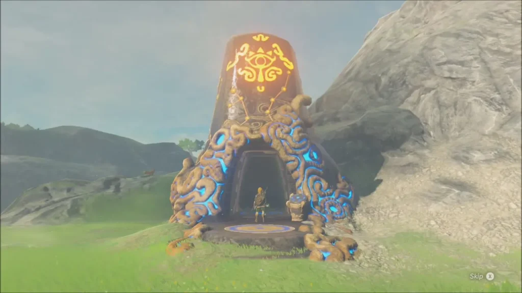 Link standing in the activated Bosh Kala Shrine entrance Link standing in the activated Bosh Kala Shrine entrance
