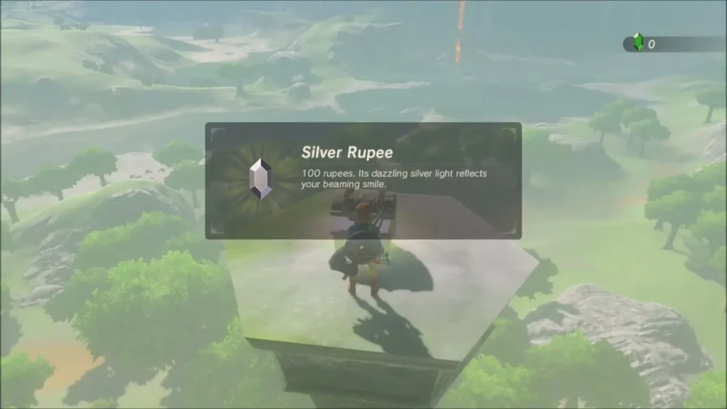 Link on the pillar top with the Silver Rupee item box Link on the pillar top with the Silver Rupee item box