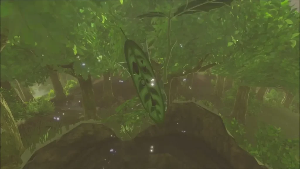 A Korok's leaf mask pops up from the empty stump A Korok's leaf mask pops up from the empty stump