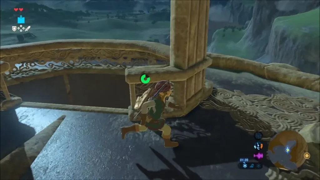 Link running around the tower's top platform Link running around the tower's top platform
