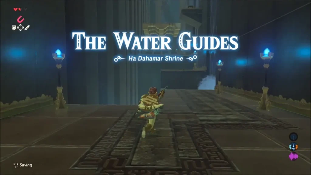 Link entering the shrine as The Water Guides title appears Link entering the shrine as The Water Guides title appears