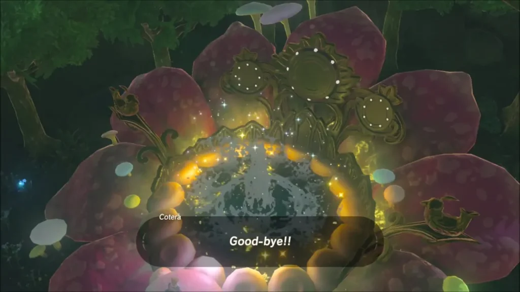 Cotera saying good-bye as the fountain's flower closes