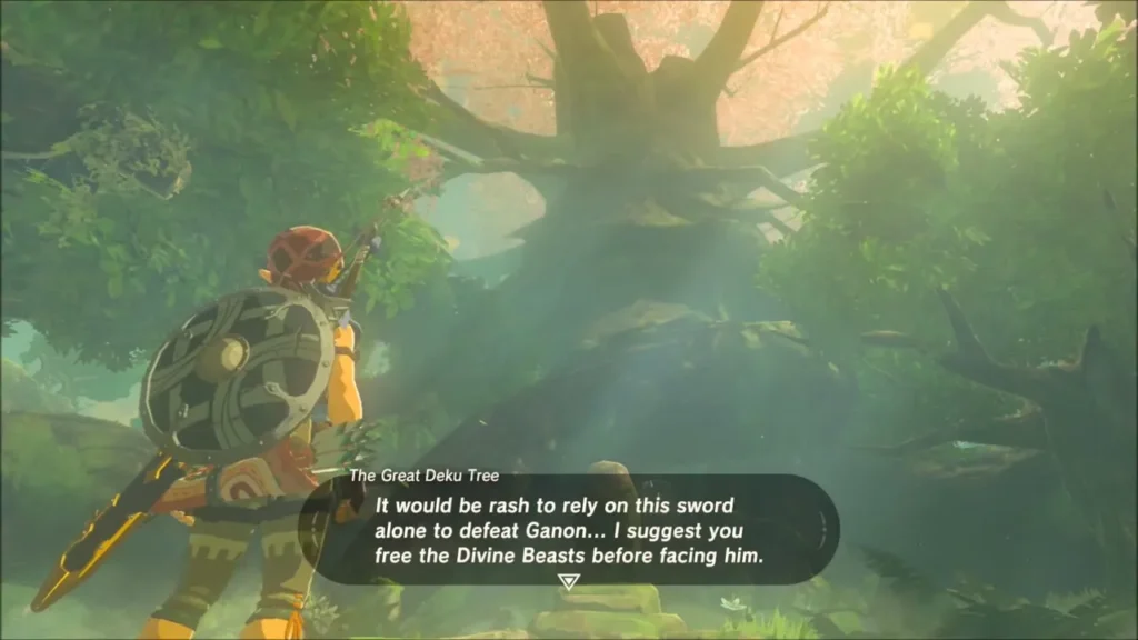 Great Deku Tree advising Link to free the Divine Beasts first