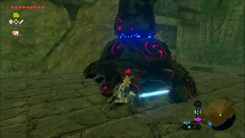 Link slashing a weakened Guardian in the ruin