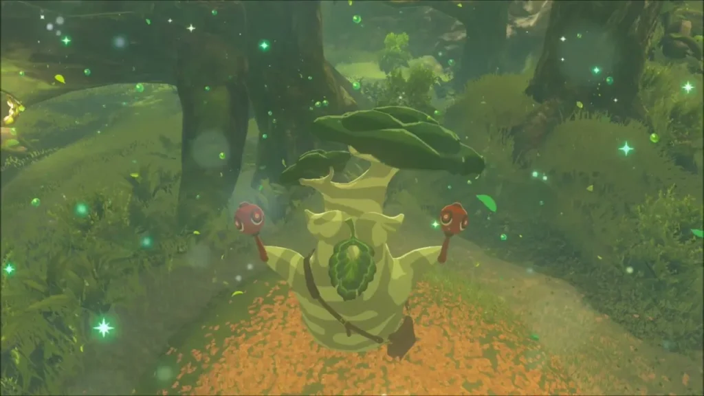 Hestu shaking his maracas amid green sparkles