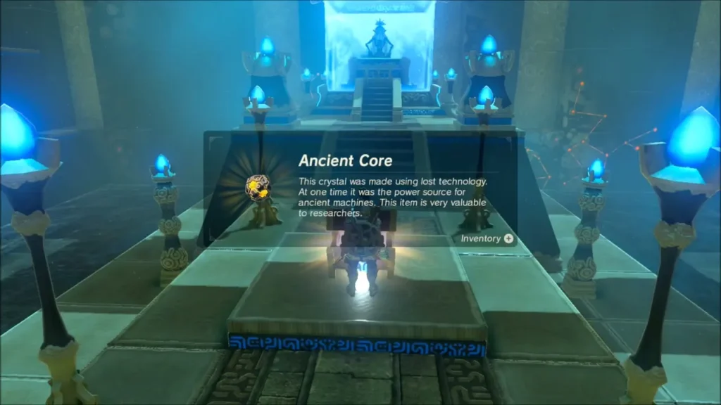 Link receiving an Ancient Core in Ketoh Wawai Shrine