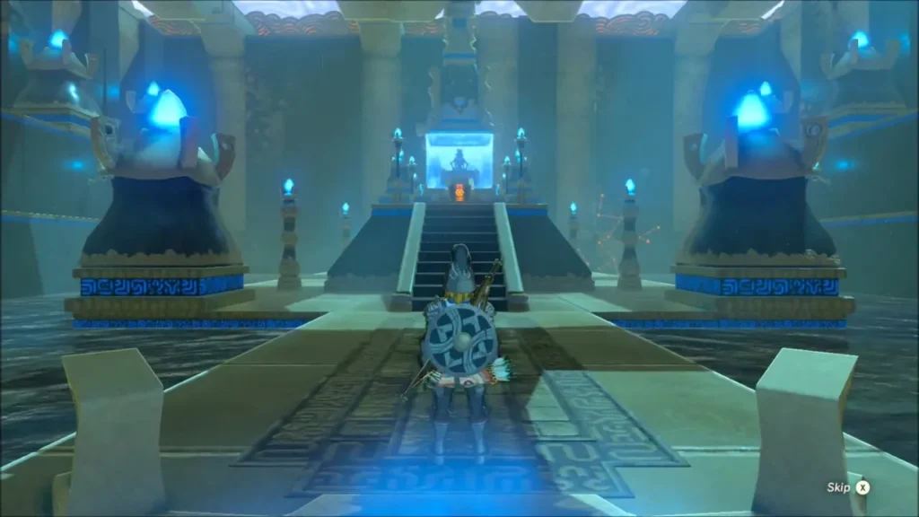 Link walking toward the monk in Ketoh Wawai Shrine