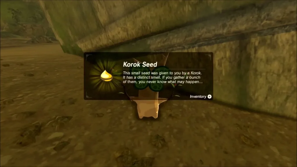 Korok Seed box above a Korok revealed in the ruin
