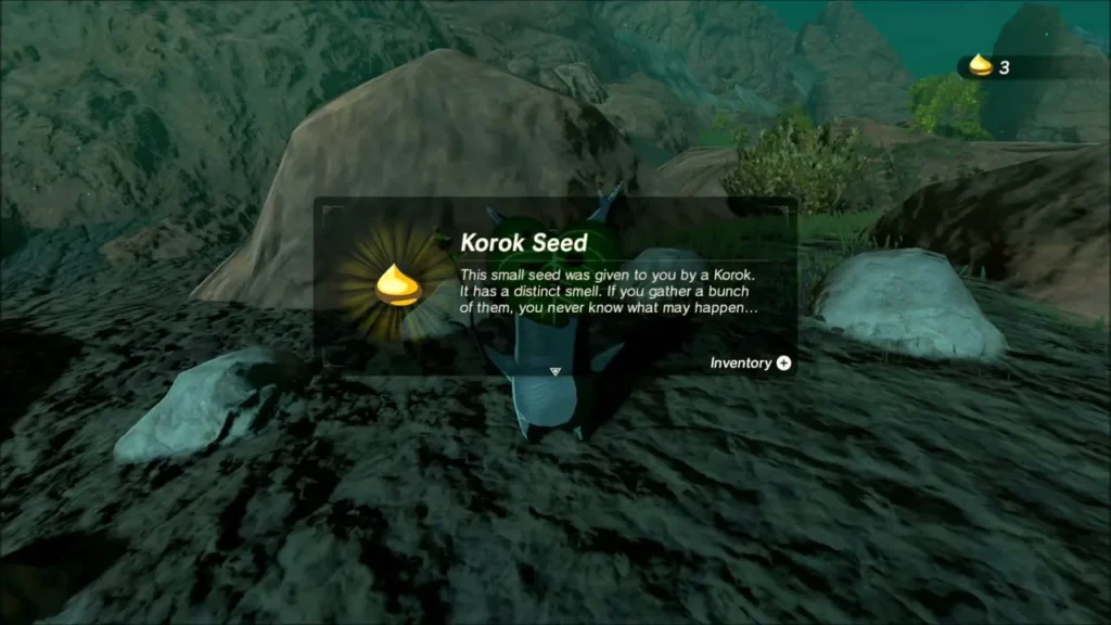 Korok Seed item box after the boulder is set in the stone ring